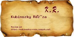 Kubinszky Róza névjegykártya